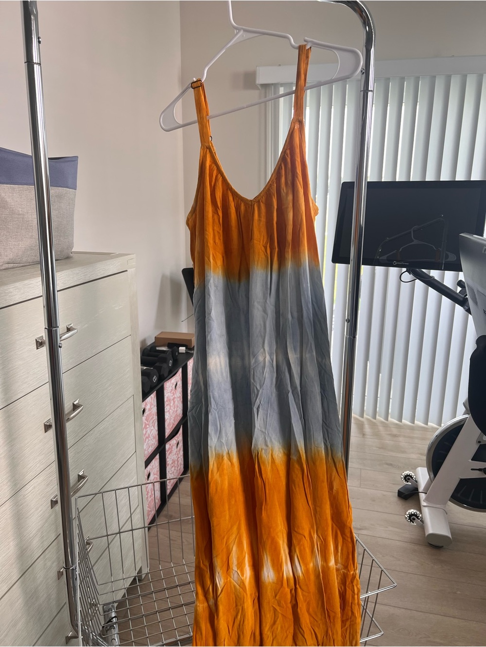 Sleeveless Tie-Dye Maxi Dress in Orange and Blue